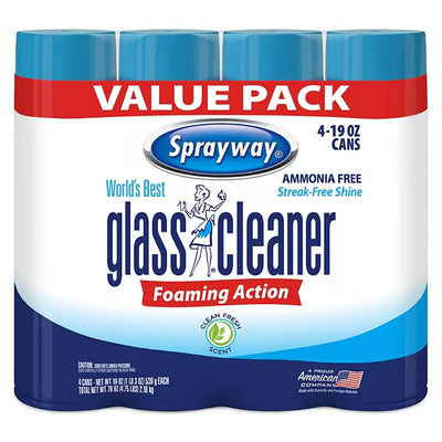 Sprayway Glass Cleaner cans, 1.1lb 538g 4pk