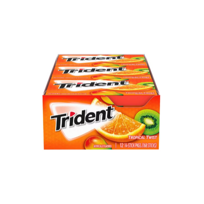 Trident Sugar Free Gum, Tropical Twist, 14 Pieces, 15 ct