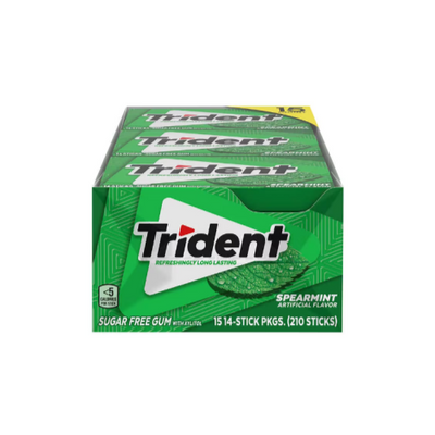 Trident Sugar Free Gum, Spearmint, 14 Pieces, 15 ct