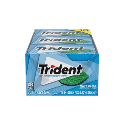 Trident Sugar Free Gum, Mint Bliss, 14 Pieces, 15 ct