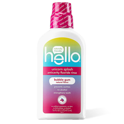 Hello Kids Mouthwash with Unicorn Bubble Gum Flavor, 473ml