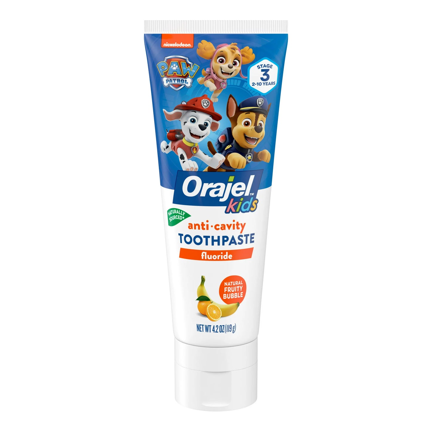Orajel Kids Paw Patrol Anti-Cavity Fluoride Toothpaste Natural Fruity Bubble Flavor, 4.2oz