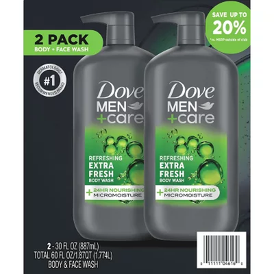 Dove Men+Care Body and Face Wash Extra Fresh, 30 fl. oz. 2pk