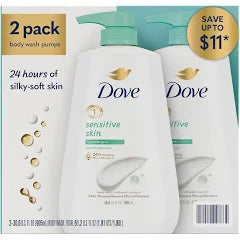 Dove Sensitive Skin Hypoallergenic Body Wash, 30.6 fl. oz. 2pk