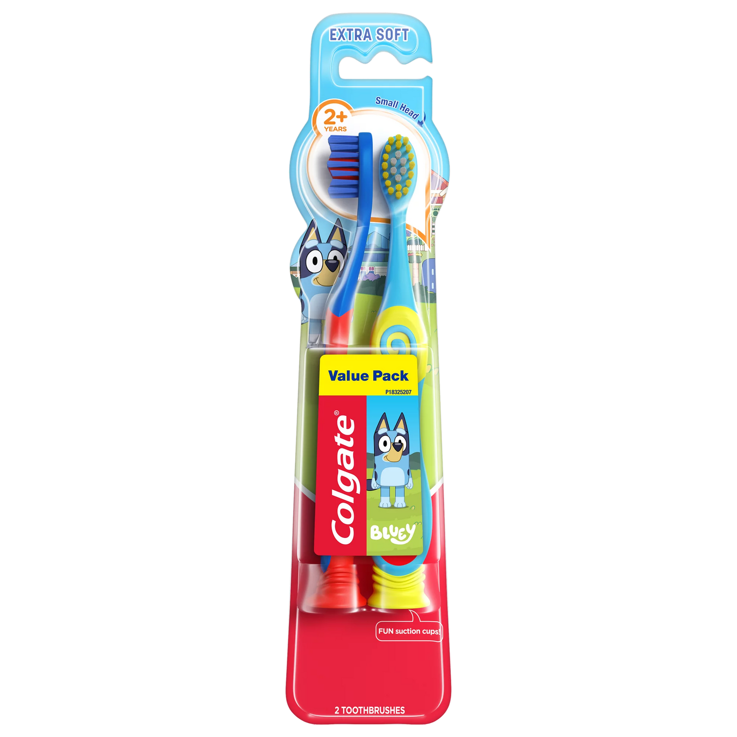 Colgate Kids Toothbrush with Extra Soft Bristles and Suction Cup Bluey, 2 pk
