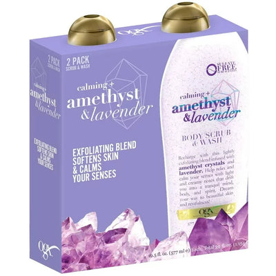 OGX Amethyst & Lavender Body Scrub & Wash, 19.5 fl. oz 2pk