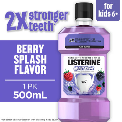 Listerine Smart Rinse Kids Anticavity Mouthwash Berry Splash, 500mL