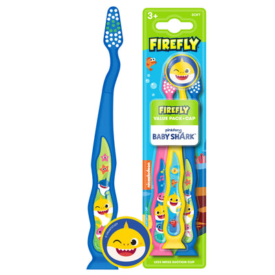 Firefly Baby Shark Toothbrushes Set, 3ct
