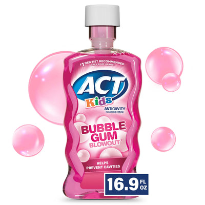 ACT Kids Anticavity Fluoride Rinse Bubble Gum Blowout, 16.9 fl. oz.