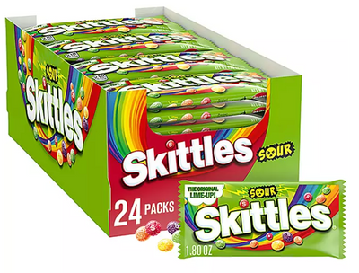Skittles Sour Fruity Chewy Candy Full Size Pack, 2.7lb 1.22kg