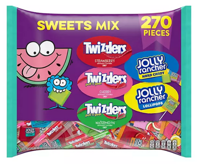 TWIZZLERS and JOLLY RANCHER Assortment Variety Bag (net wt 4.44 lb, 2.01 kg)