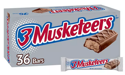 3 Musketeers Chocolate Candy Bars, 4.32lb 1.96kg