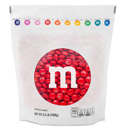 M&M’S Milk Chocolate Red Bulk Candy, 3.5lb 1.59kg