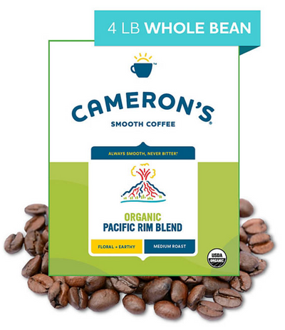 Cameron's Organic Whole Bean Medium Roast Coffee Pacific Rim, 4lb 1814g