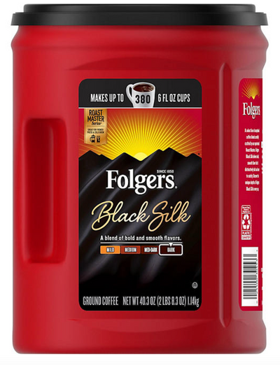 Folgers Black Silk Ground Coffee, 2.5lb 1142g