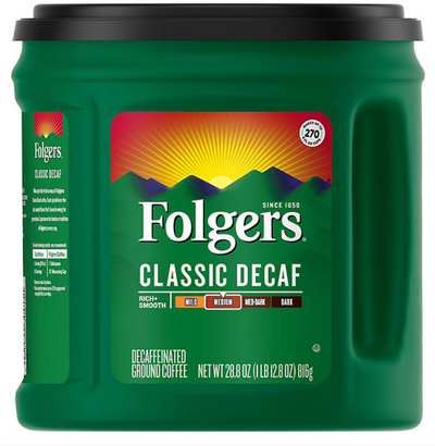 Folgers Decaffeinated Classic Roast Coffee, 1.8lb 816g