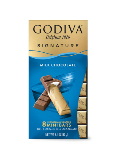 Godiva Signature Milk Chocolate Mini Bars, 8 Count, 3.1 oz