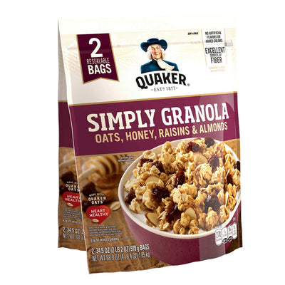Quaker Simply Granola Cereal, 34.5oz 2pk