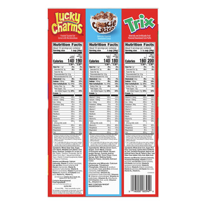 Lucky Charms, Cookie Crisp and Trix Kid Variety Pack, 38.5oz 1.09kg